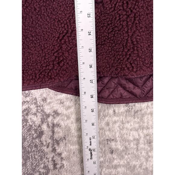 Athleta Jacket 1X Womens Cozy Sherpa Snap Pullover Wine Red Fleece Plus Size - Picture 6 of 9